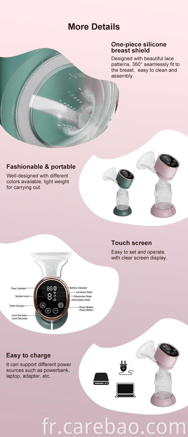 Silicone Electric Wearable Portable Breast Pump
